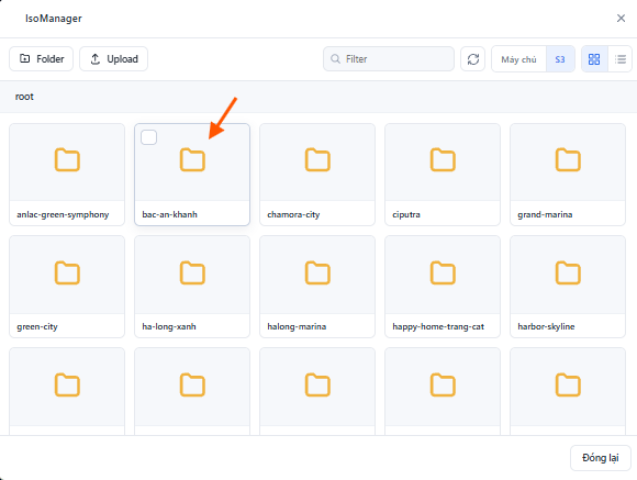Mở folder icon để tải ảnh
