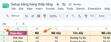 Trên google sheet